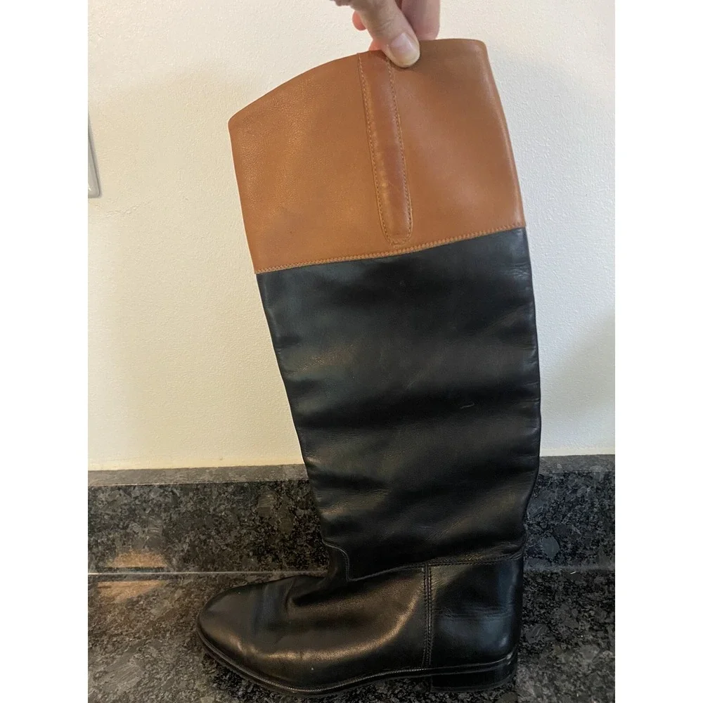 Gravati Black & Brown Knee‎ High Riding Boots Equestrian 8 Italy